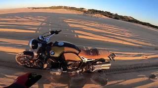 R Nine T Scrambler on the dunes