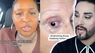 Foundation match goes wrong | PRO MUA reacts to makeup videos!
