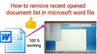 How to Delete Recent Documents List in Microsoft Word , Clear the Recent Documents List in MS word