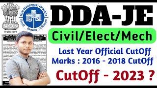 DDA JE Cutoff 2023 | DDA Expected Cutoff 2023 | DDA JE Last Year Cutoff Marks | 2016-2018 Cutoff