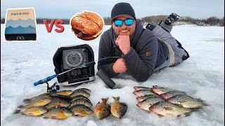 Icefishing BLUEGILL & CRAPPIE!!!...Homemade FILLET-O-FISH!!!...(CATCH & COOK)