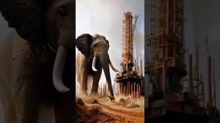 Giant Hybrid Elephant, Plush & Iron Building Mix – Scary Video!