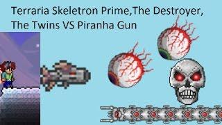 Terraria-Skeletron Prime,The Destroyer,The Twins VS Piranha Gun-Frost armor