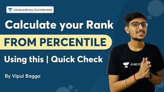 Calculate your Rank from percentile using this | Quick Check | Vipul Bagga | Accelerate