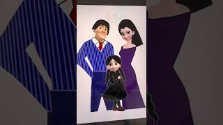 Frozen Elsa + Wednesday Addams Family #wandinha #merlina #reallife #shorts #wednesday