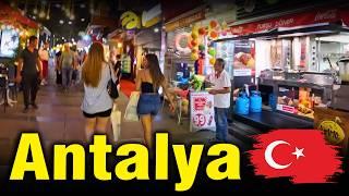 Night Walk in Antalya  Turkey. City Center & Old Town.