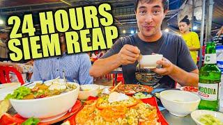 24 Hours of CAMBODIAN STREET FOOD in Siem Reap  Khmer Steakhouse + Lort Cha in Cambodia!