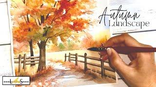 A Splash of Autumn: Watercolor Landscape to Inspire! Step-by-Step Instructional Tutorial!