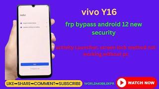 VIVO Y16 FRP BYPASS WITOUT PC ANDROID 12 RESET SCREEN LOCK NOT WORKING