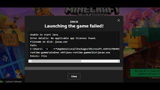 Fix Minecraft Java Edition Not Launching Error Unable To Start Java No Applicable App Licenses Found