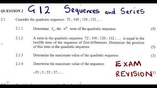 Mathematics Grade 12 Number Patterns , Sequences and Series Exam 1 @mathszoneafricanmotives