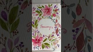 Painting watercolor January Flowers learn to drawing tutorial #short #shortsfeed #howtopaint #rose