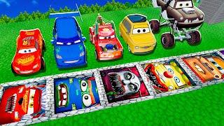 Mega pits with McQueen and Pixar Cars Vs Big & Small Lightning McQueen! BeamNG Drive Battle!
