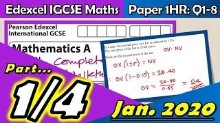 January 2020 Maths IGCSE A Paper 1HR (Edexcel) - Part 1: Questions 1-8 Walkthrough