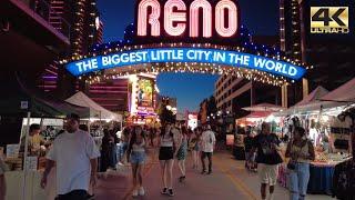 CASINO ROW WALK | DOWNTOWN | RENO NEVADA | 4K 60fps 