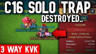 Lords Mobile| C16 SOLO TRAP WITH 13M TROOPS DESTROYED DURING KVK!!