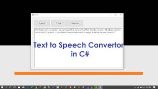 C# - Create Text to Speech Converter