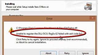 How to Fix Error "Unable to register the DLL/OCX" - RegSvr32 failed with exit code 0x3