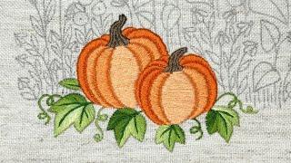 HOW to EMBROIDER PUMPKIN LEAVES ️ with VARIEGATED THREADS ️ Vegetable Garden  October SAL Day 3