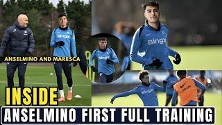 JUST IN! Aaron Anselmino First Training At Chelsea With The Teammates! Meets Enzo Maresca.