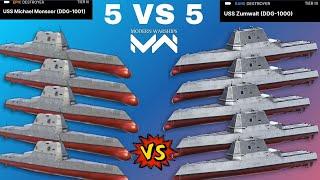 USS Michael Monsoor VS USS Zumwalt | 5 vs 5 Combat | Modern Warships | Im Time Traveler