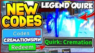 MY HERO MANIA 8 NEW LEGENDARY QUIRK SPIN CODES IN MY HERO MANIA! Roblox