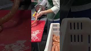 we replaced the manual sausage filler with an electric one, in a butcher shop #fillingmachine