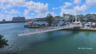 Swing bridge via Caudan Waterfront to Odysseo, Port-Louis Mauritius