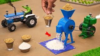 diy tractor mini rice processing mill machine science project @sanocreator