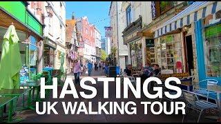 [4K] Hastings, UK Town walking tour - Trendy George Street to Jerwood Gallery