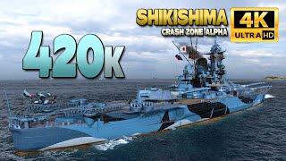 Battleship Shikishima: Huge 420k damage *zoom warning* - World of Warships