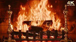 Relaxing Crackling Fireplace 4K ~ Holiday Yule Log Christmas Ambience (No Music)