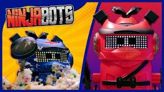 Red Ninja Bot vs. Block Tower & MORE  Ninja Bots - Action Toy Videos for Kids