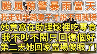 颱風預警暴雨當天！我走到半路妻子才說不用我接！她竟窩在助理懷裡吃零食！我不吵不鬧只回復個好！第二天她回家當場傻眼了！#生活經驗 #情感故事 #深夜淺讀 #幸福人生