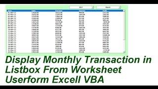 Display Monthly Transaction Listbox From Worksheet Excell VBA