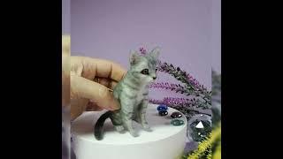 Needle Felted Mini Cat, Portrait Replica Kitty, Miniature Ragdoll Pet, Sculpture Clone Dog, Wool