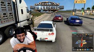 American Truck Simulator but with a Japanese Car Pt. 5 WITH FRIENDS!!!