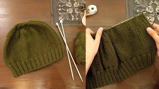 Easy Knitting Cap with Straight Needles | Easy knit cap | Knitting Gents Ladies Kids Cap Hat beanie