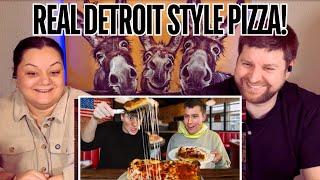 Two Brits try REAL Detroit Style Pizza in Detroit! | REACTION