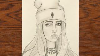 How To Draw Billie Eilish Easy | Billie Eilish Drawing