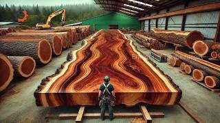 Fastest Biggest Wood Processing Machine | Dangerous Big Chainsaw Cutting Tree Machines Wooden Table