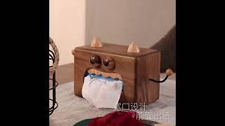 Solid Wood Monster Tissue Box