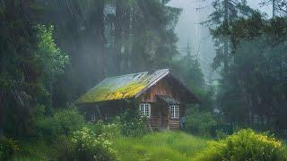 Nature Sounds with Heavy Rain Falling on a Roof & Very Violent Thunder on a Roof in The Forest Night