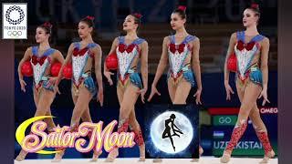 Uzbekistan Gymnastics Team dances Sailormoon Densetsu on Tokyo Olympics | ムーンライト伝説 | Сейлор Мун