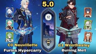 C0 Neuvillette Furina Hypercarry & C1 Wriothesley Burning Melt | Spiral Abyss 5.0 | Genshin Impact