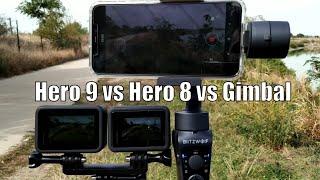 GoPro Hero 9 vs Hero 8 vs Xiaomi Mi8 & Gimbal 4k@60fps Image Stabilization