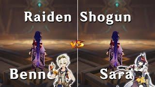 Bennett vs Kujou Sara Best support for Raiden !! how much the difference?? DMG Comparison !!