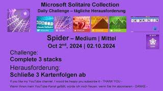 Solitaire Daily Challenges | Spider - Medium | Oct 2nd, 2024