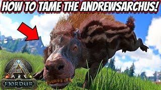 TAME THE ANDREWSARCHUS WITHOUT AGGRO + ALL OF ITS ABILITIES! || Ark Fjordur