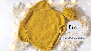 Adult Size Top To Down Sweater With Embroidery Part 1 || How to Knit Raglan || Sweater Bunai